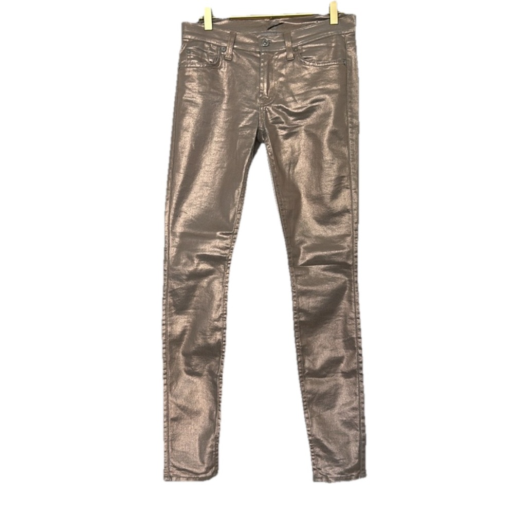 Seven 7 for all Mankind Rose Gold Metallic Skinny Jeans Sz. 27